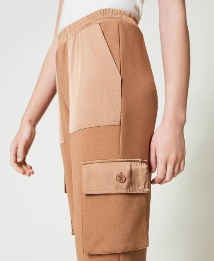Twinset Cargo Trousers Scuba Fabric And Satin Cargo Trousers Caramel Camel 8211 Clothing