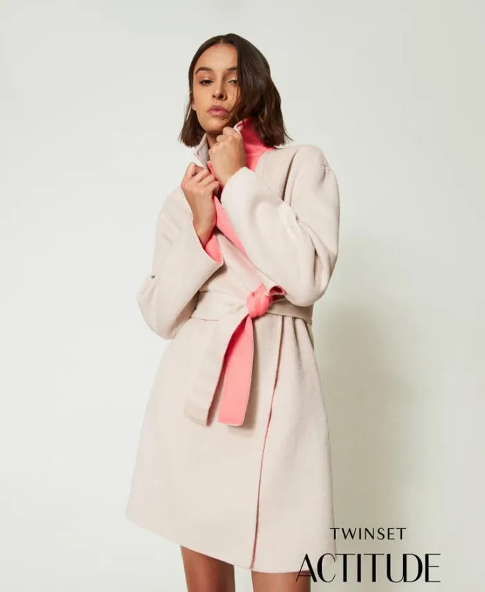 Twinset Coats And Trench Coats MYFO Reversible Wool Blend Coat Twotone Fog Fluorescent Coral 8211 Clothing Twinset Coats And Trench Coats MYFO Reversible Wool Blend Coat Twotone Fog Fluorescent Coral 8211 Clothing