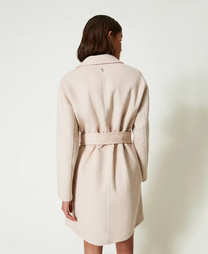 Twinset Coats And Trench Coats MYFO Reversible Wool Blend Coat Twotone Fog Fluorescent Coral 8211 Clothing
