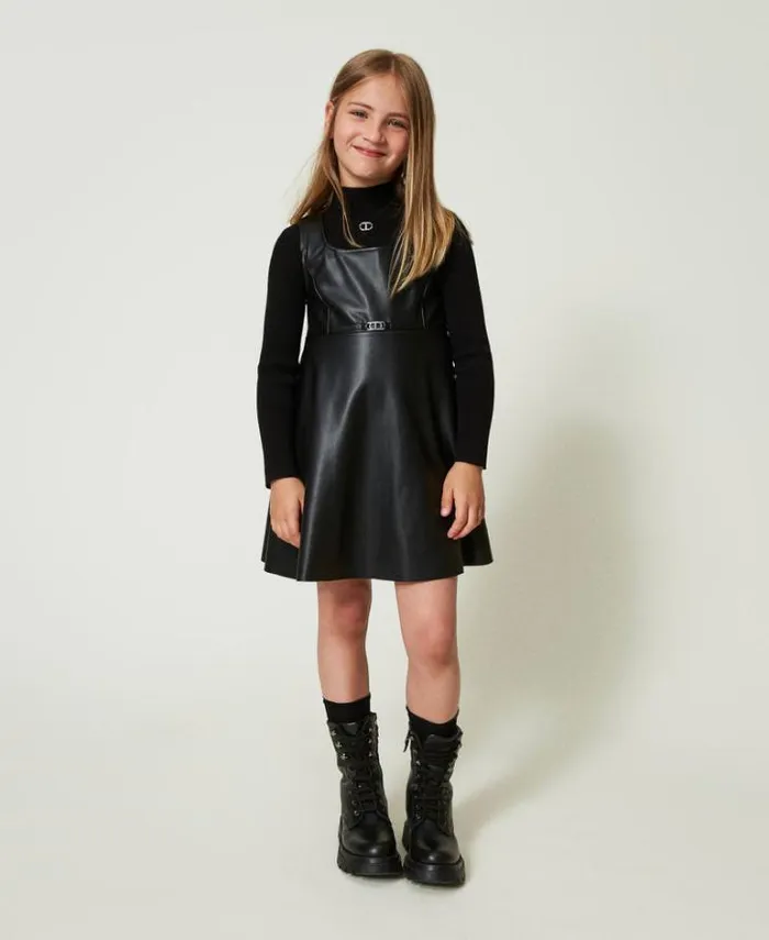 Twinset Dresses Short Dress With Oval T Buckle Black 8211 Girl