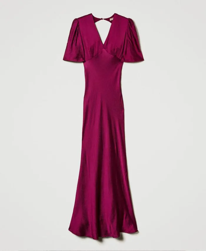 Twinset Elegant Dresses Long Hammered Satin Dress 034red Plum034 Purple 8211 Clothing