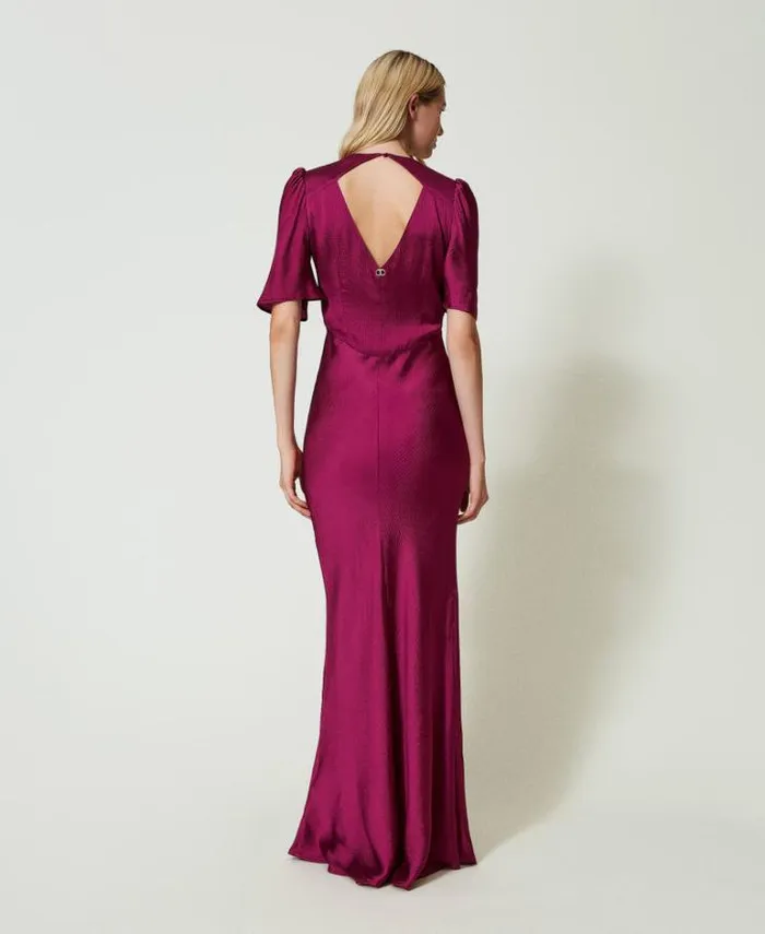Twinset Elegant Dresses Long Hammered Satin Dress 034red Plum034 Purple 8211 Clothing