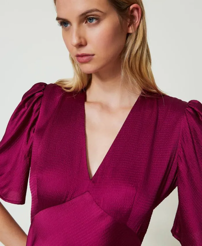 Twinset Elegant Dresses Long Hammered Satin Dress 034red Plum034 Purple 8211 Clothing