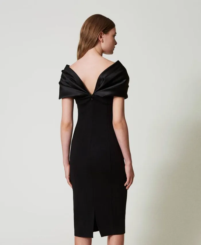 Twinset Elegant Dresses Midi Dress With Satin Insert Black 8211 Clothing