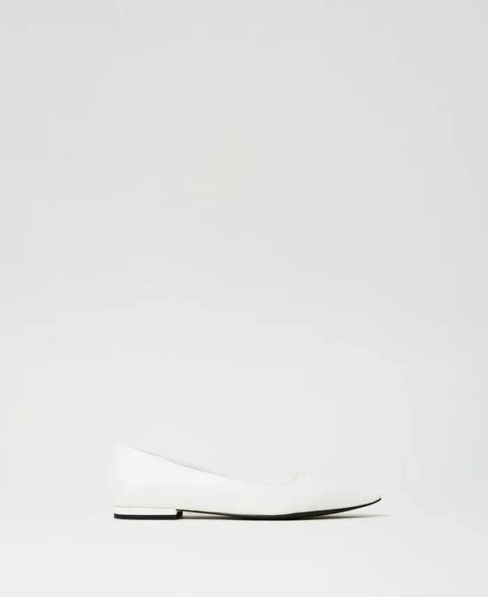 Twinset Flat Shoes Ballerina Shoes With Tampered Toe White Cream 8211 Shoes