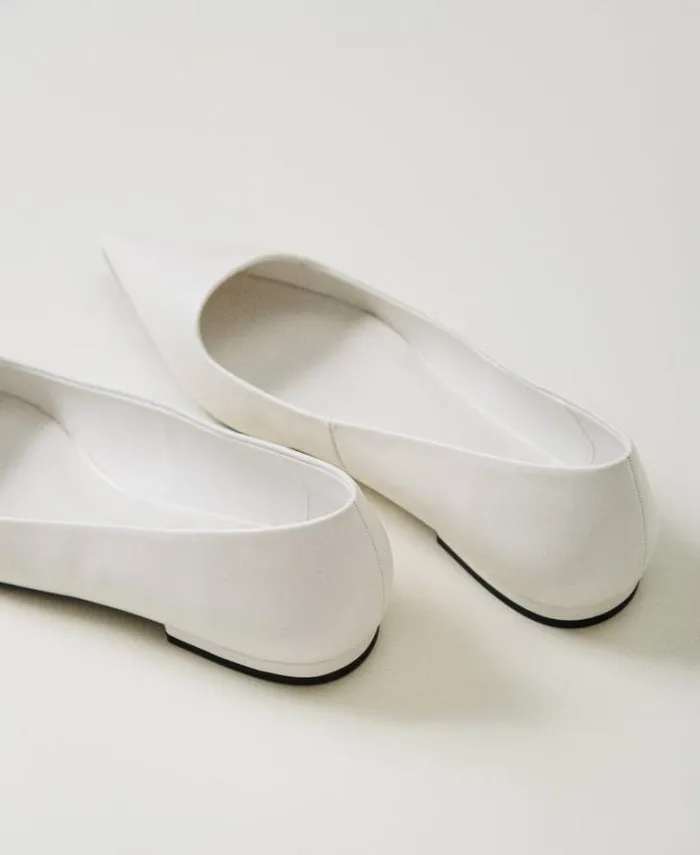 Twinset Flat Shoes Ballerina Shoes With Tampered Toe White Cream 8211 Shoes