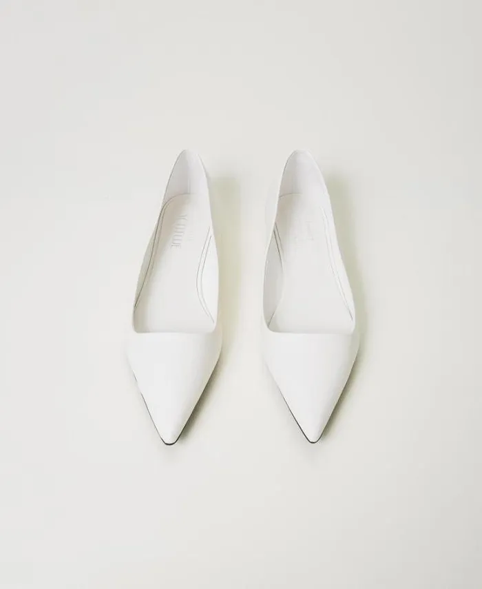 Twinset Flat Shoes Ballerina Shoes With Tampered Toe White Cream 8211 Shoes