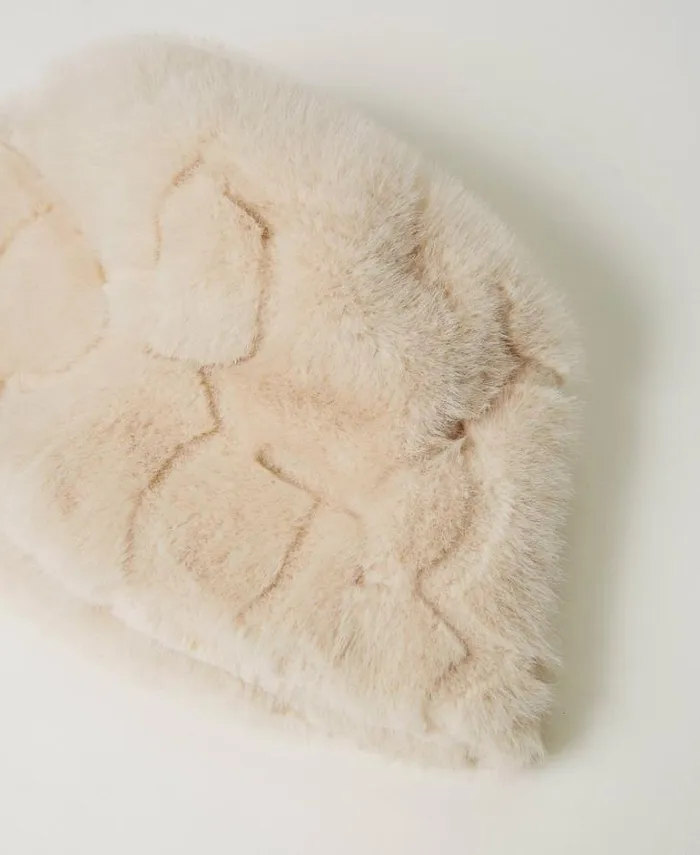 Twinset Hats Faux Fur Bucket Hat With Logo White Cream 8211 Accessories