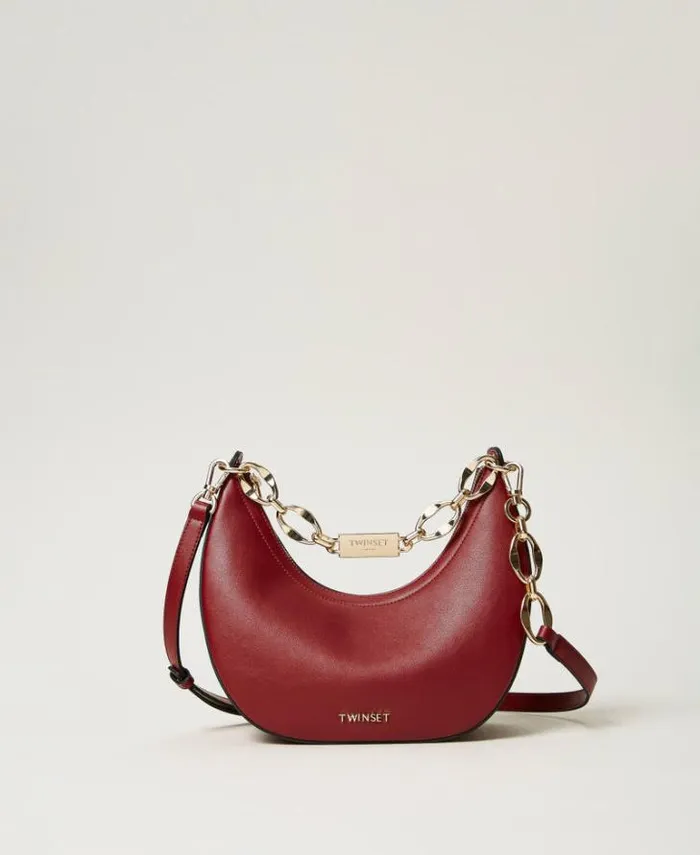 Twinset Hobo Bags Miss Shoulder Bag With Logo Chain Myrtle Red 8211 Bags