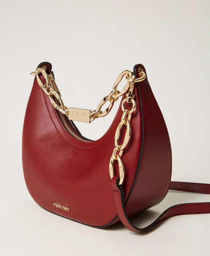 Twinset Hobo Bags Miss Shoulder Bag With Logo Chain Myrtle Red 8211 Bags
