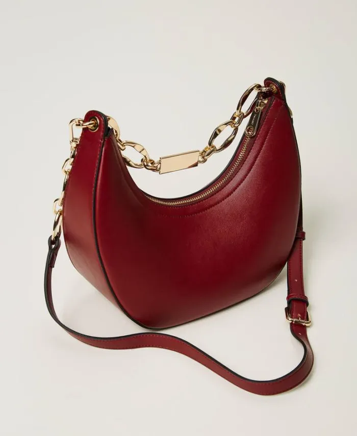 Twinset Hobo Bags Miss Shoulder Bag With Logo Chain Myrtle Red 8211 Bags