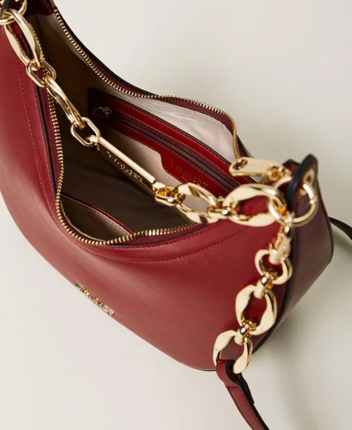 Twinset Hobo Bags Miss Shoulder Bag With Logo Chain Myrtle Red 8211 Bags