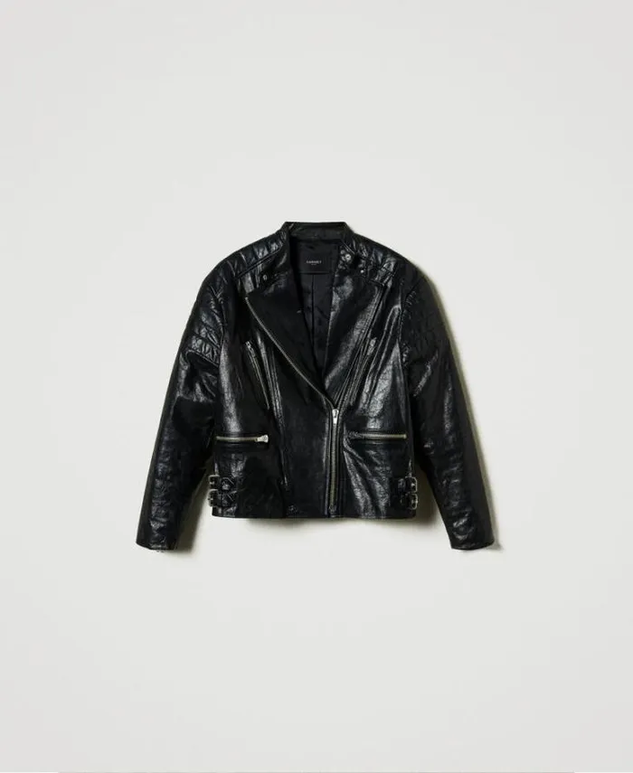 Twinset Jackets And Puffer Jackets Leather 039Fairfax039 Biker Jacket Black 8211 Clothing