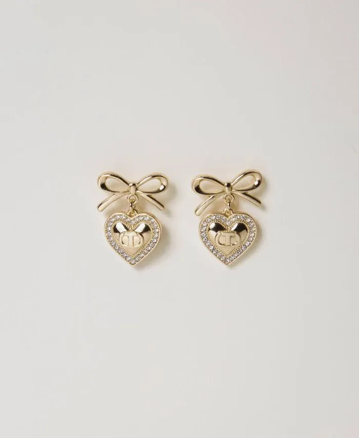 Twinset Jewellery Heart Earrings With Rhinestones And Oval T New Gold 8211 Accessories