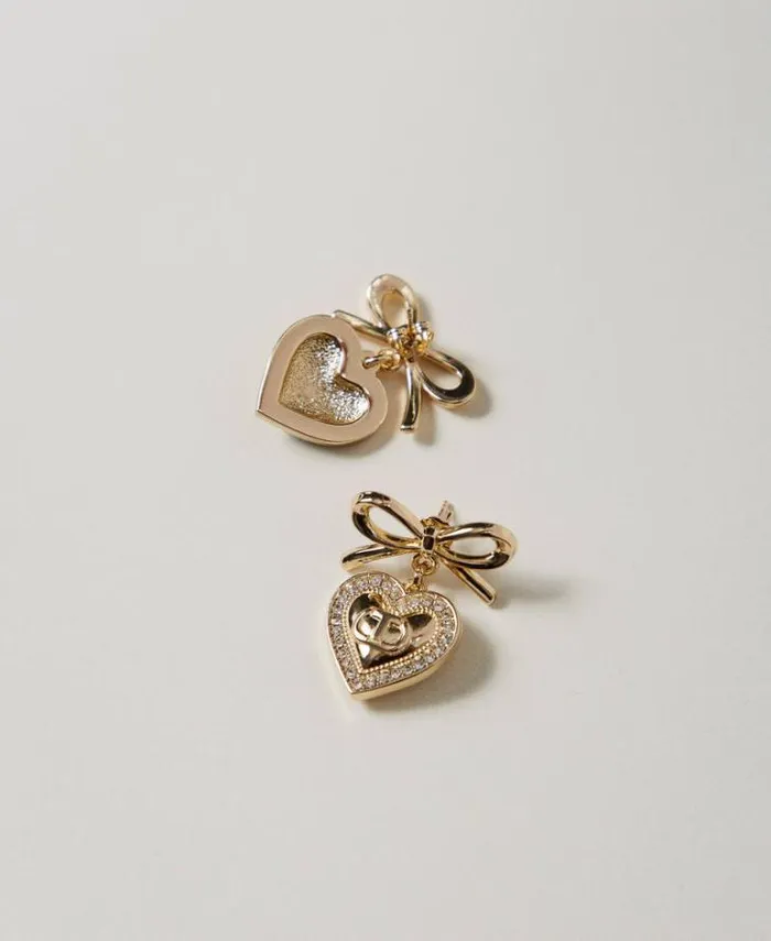 Twinset Jewellery Heart Earrings With Rhinestones And Oval T New Gold 8211 Accessories