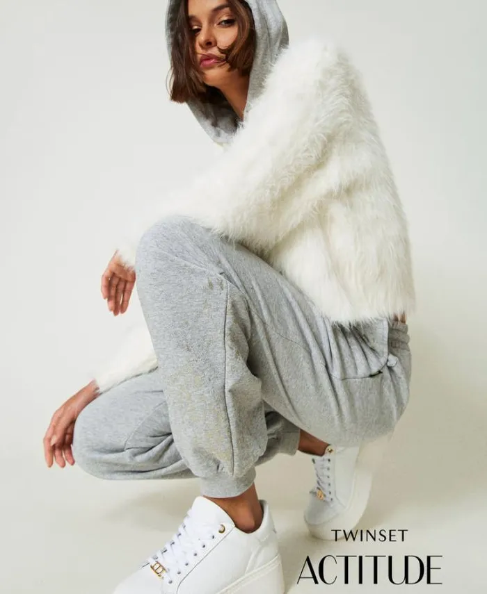 Twinset Joggers MYFO Joggers With Glitter Print Melange Grey 8211 Clothing