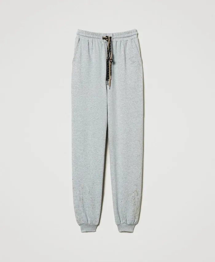Twinset Joggers MYFO Joggers With Glitter Print Melange Grey 8211 Clothing