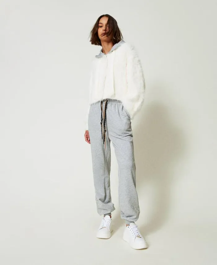 Twinset Joggers MYFO Joggers With Glitter Print Melange Grey 8211 Clothing