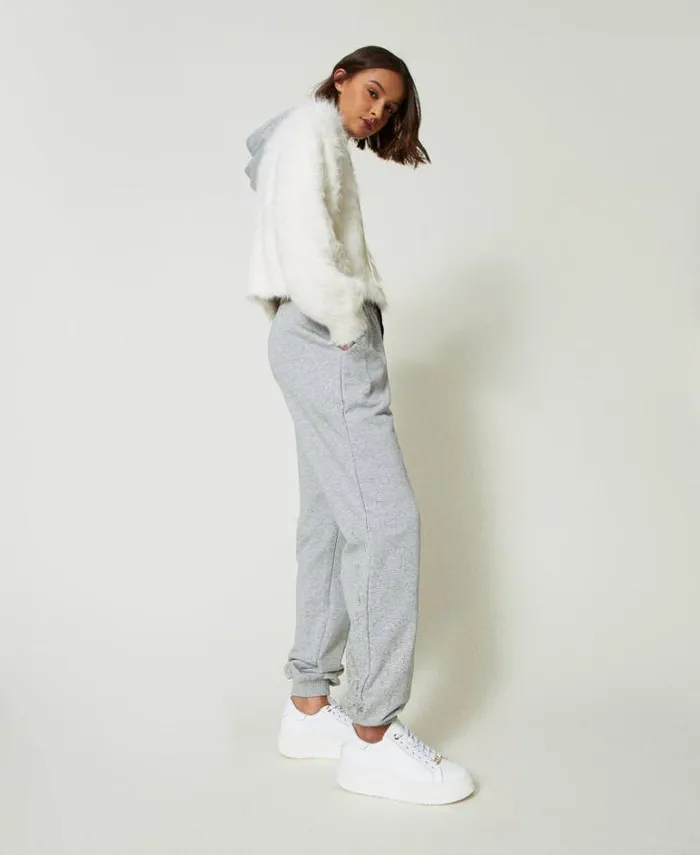 Twinset Joggers MYFO Joggers With Glitter Print Melange Grey 8211 Clothing