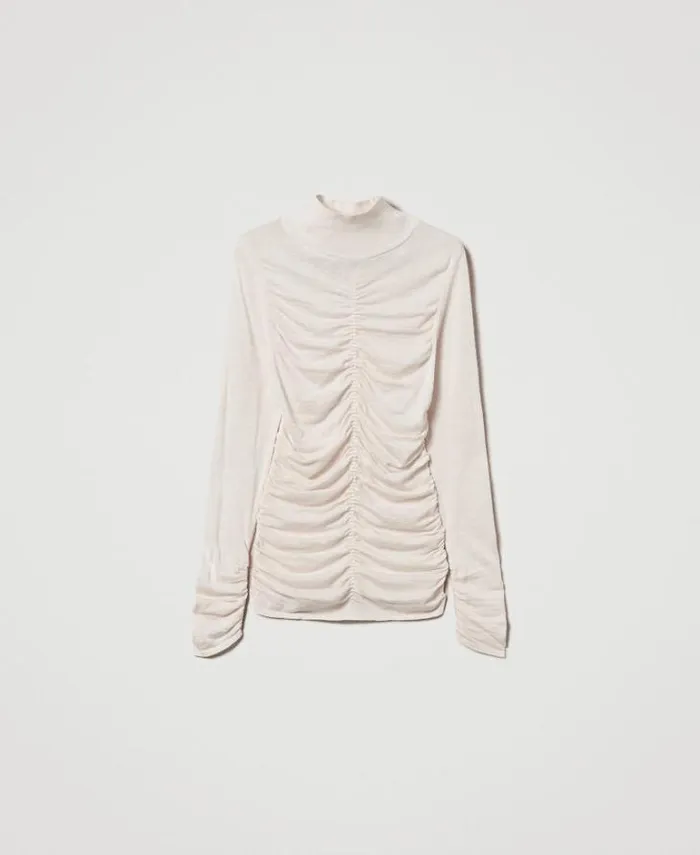 Twinset Jumpers And Cardigans Gathered Turtleneck Jumper Off White 8211 Clothing