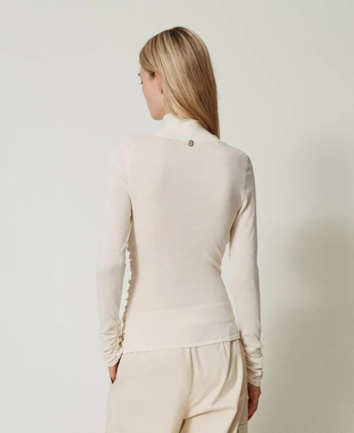 Twinset Jumpers And Cardigans Gathered Turtleneck Jumper Off White 8211 Clothing