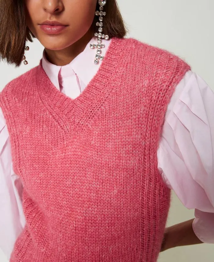 Twinset Jumpers And Cardigans Seamless Wool Blend Sleeveless Jumper 034crystal Pink034 8211 Clothing Twinset Jumpers And Cardigans Seamless Wool Blend Sleeveless Jumper 034crystal Pink034 8211 Clothing