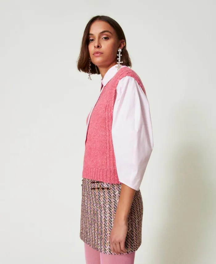 Twinset Jumpers And Cardigans Seamless Wool Blend Sleeveless Jumper 034crystal Pink034 8211 Clothing