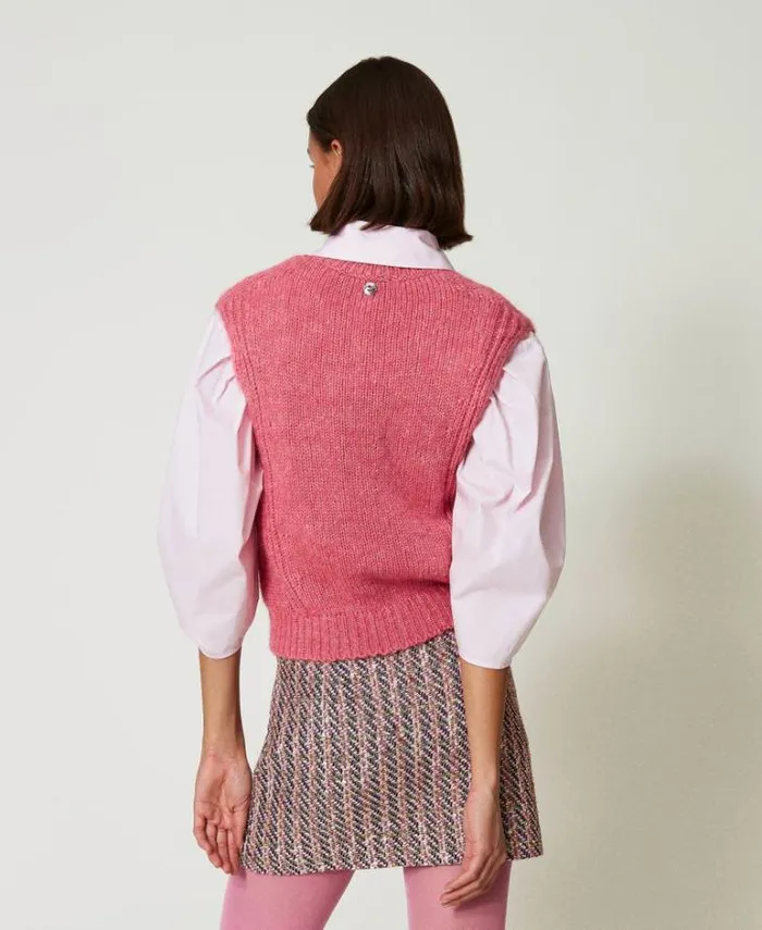 Twinset Jumpers And Cardigans Seamless Wool Blend Sleeveless Jumper 034crystal Pink034 8211 Clothing