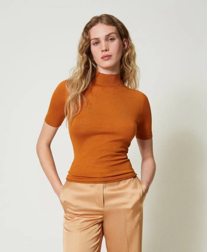 Twinset Jumpers And Cardigans Silk And Cashmere Turtleneck Jumper Tennegrave Orange 8211 Clothing Twinset Jumpers And Cardigans Silk And Cashmere Turtleneck Jumper Tennegrave Orange 8211 Clothing