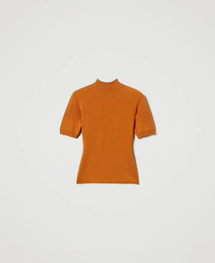 Twinset Jumpers And Cardigans Silk And Cashmere Turtleneck Jumper Tennegrave Orange 8211 Clothing