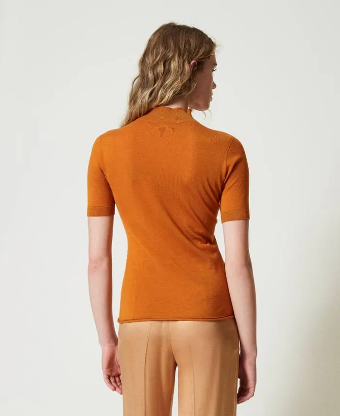 Twinset Jumpers And Cardigans Silk And Cashmere Turtleneck Jumper Tennegrave Orange 8211 Clothing