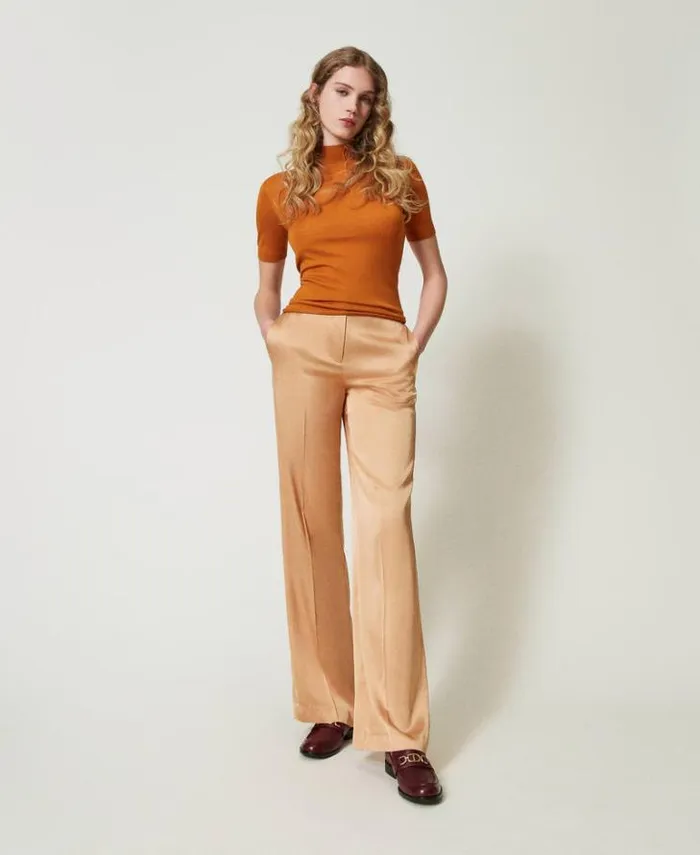 Twinset Jumpers And Cardigans Silk And Cashmere Turtleneck Jumper Tennegrave Orange 8211 Clothing