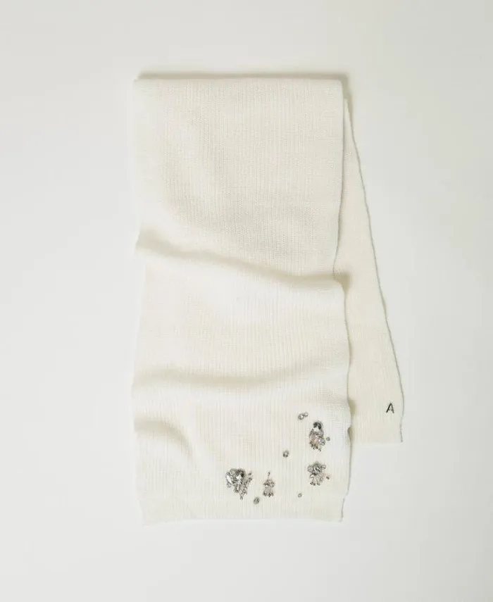 Twinset Scarves Scarf With Embroidery And Logo White Cream 8211 Accessories