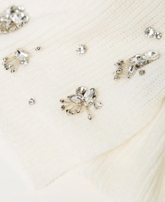 Twinset Scarves Scarf With Embroidery And Logo White Cream 8211 Accessories