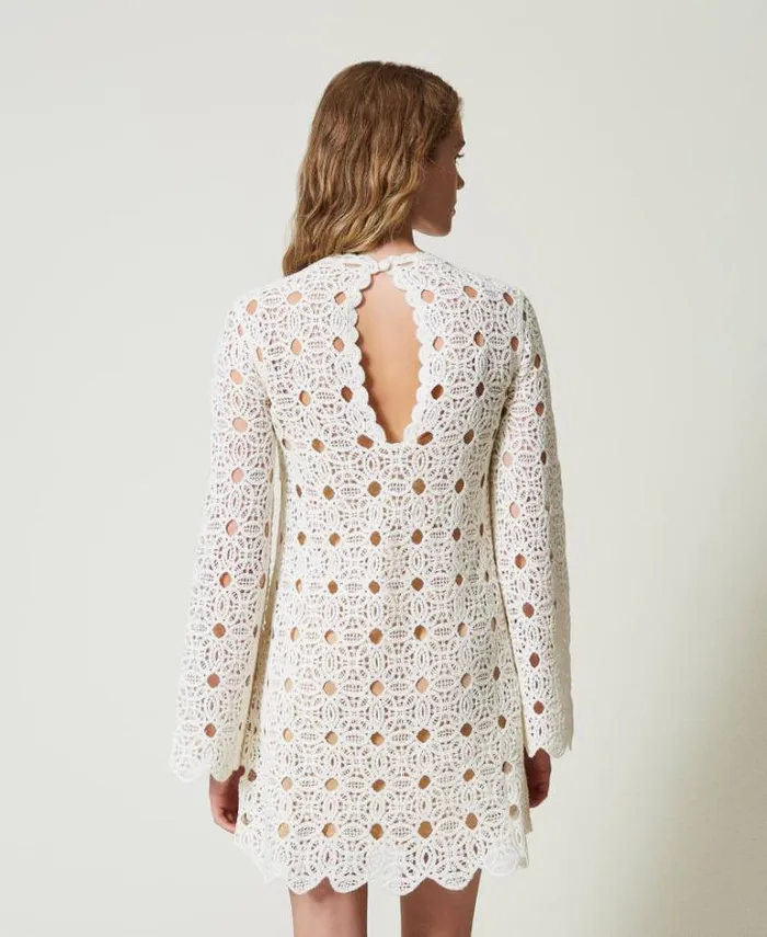 Twinset Short Dresses Short Crochet Dress White Snow 8211 Clothing