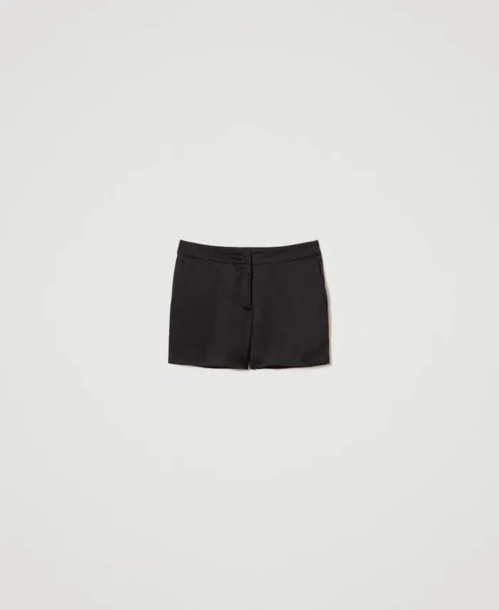 Twinset Shorts Satin Shorts Black 8211 Clothing