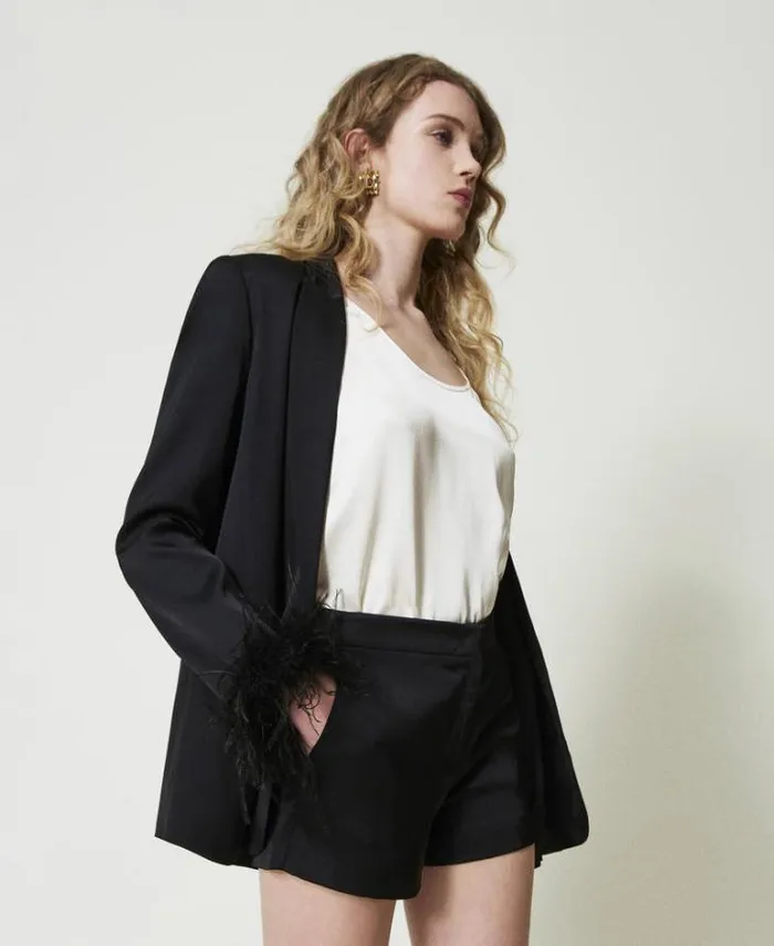 Twinset Shorts Satin Shorts Black 8211 Clothing