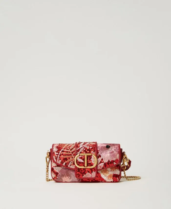 Twinset Shoulder Bags 039Amie039 Small Shoulder Bag With Embroidery Red Red Plum Macro Flowers 8211 Bags Twinset Shoulder Bags 039Amie039 Small Shoulder Bag With Embroidery Red Red Plum Macro Flowers 8211 Bags