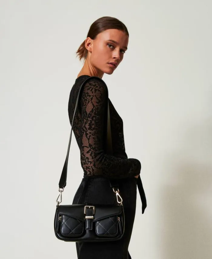 Twinset Shoulder Bags Shoulder Bag With Quilted Pockets Black 8211 Bags
