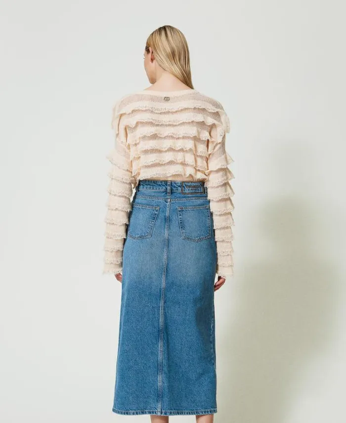 Twinset Skirts Denim Midi Skirt With Slit Denim 8211 Clothing