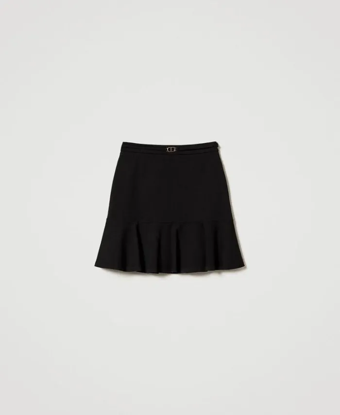 Twinset Skirts Miniskirt With Oval T Waist Strap Black 8211 Clothing