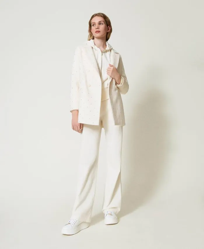Twinset Suits And Sets Wide Velvet Trousers Mother Of Pearl 8211 Clothing