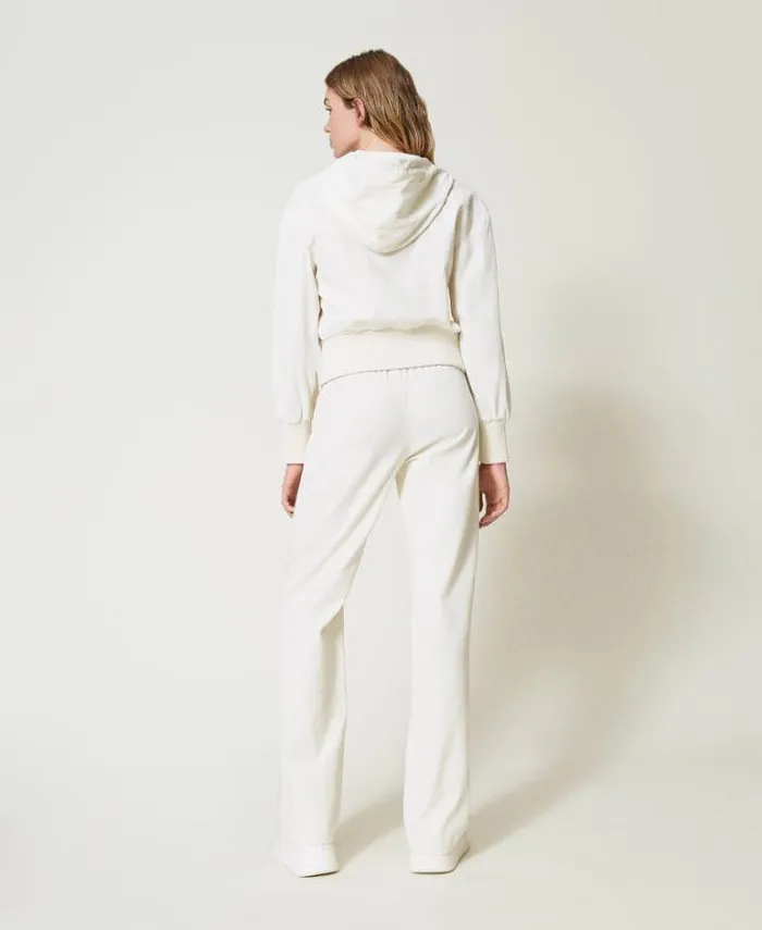 Twinset Suits And Sets Wide Velvet Trousers Mother Of Pearl 8211 Clothing