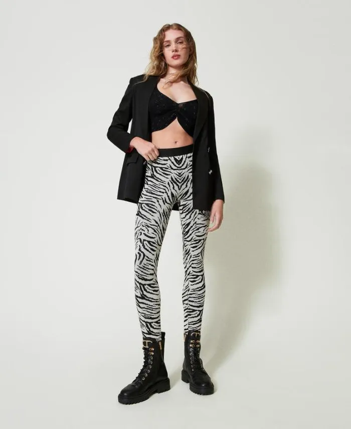 Twinset TShirts And Tops MYFO Knit Top With Glitter Print Black 8211 Clothing