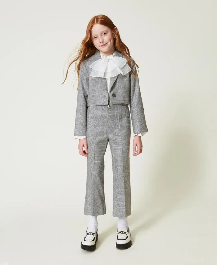 Twinset Trousers And Jeans Flared Glen Plaid Trousers Glen Plaid Jacquard 8211 Girl