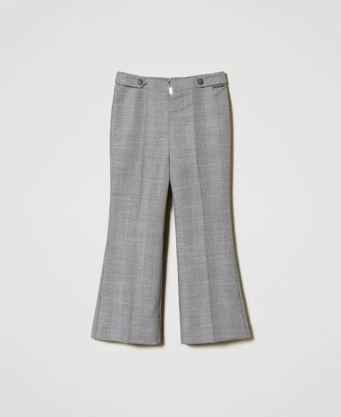 Twinset Trousers And Jeans Flared Glen Plaid Trousers Glen Plaid Jacquard 8211 Girl