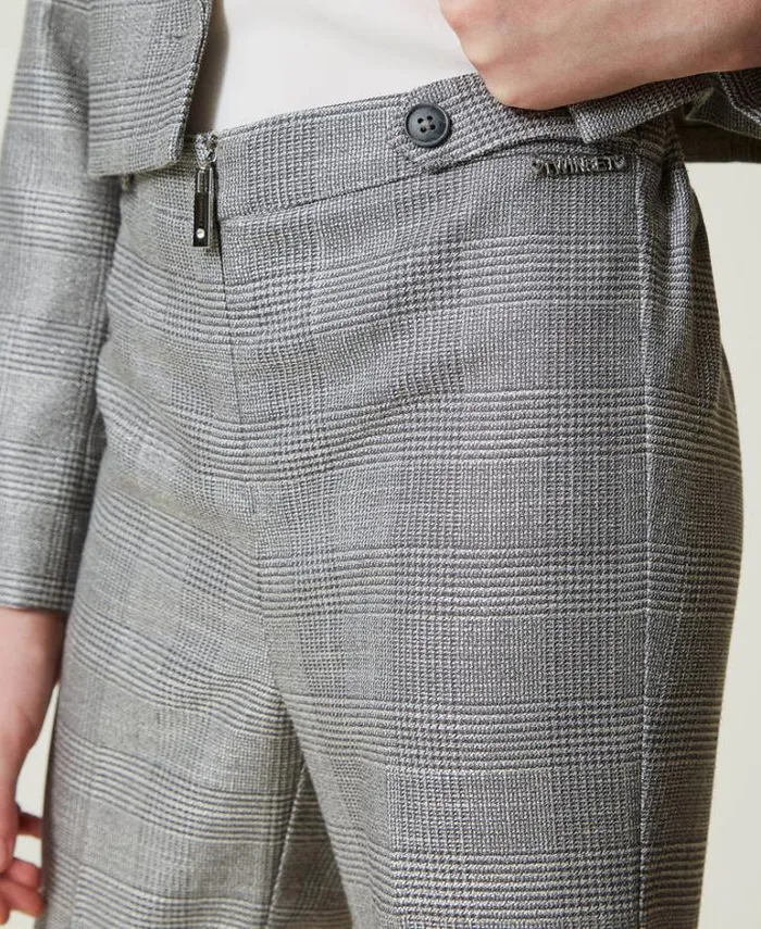 Twinset Trousers And Jeans Flared Glen Plaid Trousers Glen Plaid Jacquard 8211 Girl