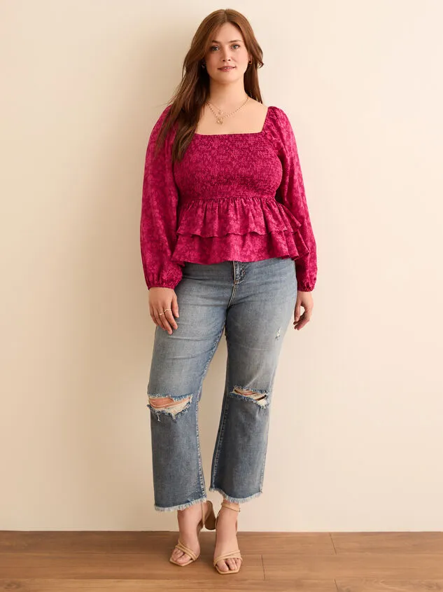 Tyla Jacquard Babydoll Top Raspberry Women Altar039d State Tops Tyla Jacquard Babydoll Top Raspberry Women Altar039d State Tops