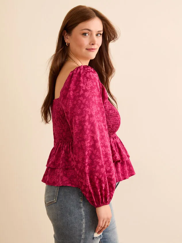 Tyla Jacquard Babydoll Top Raspberry Women Altar039d State Tops Tyla Jacquard Babydoll Top Raspberry Women Altar039d State Tops