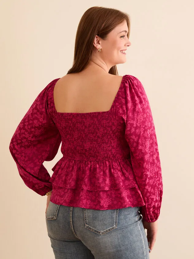 Tyla Jacquard Babydoll Top Raspberry Women Altar039d State Tops Tyla Jacquard Babydoll Top Raspberry Women Altar039d State Tops